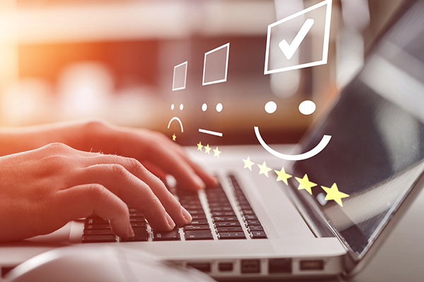 customer survey results on a computer